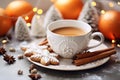 Christmas tea cup morning. Generate Ai Royalty Free Stock Photo