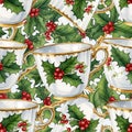 Christmas Tea Cups with Holly Pattern Royalty Free Stock Photo