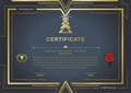 Christmas technology official certificate. Dark background with gold design elements and realistic wafer. May use it as background