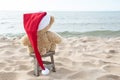 Christmas Teddy Bear On a Beach