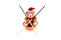 Christmas Teddy Bear with chopsticks.