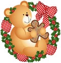 Christmas teddy bear with cookie in crown