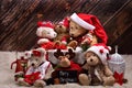 Christmas teddy bear family still life with wishes in english Royalty Free Stock Photo