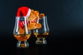 Christmas teddy bear with glass of single malt whiskey, symbol o Royalty Free Stock Photo