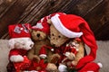 Christmas teddy bears with old toys Royalty Free Stock Photo