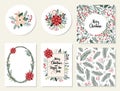 Christmas and New Year cards collection, template set with seamless pattern and different greeting cards Royalty Free Stock Photo