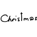 Christmas text. Christmas lettering theme. Vector illustration of handwriting, calligraphy, the word Christmas in English