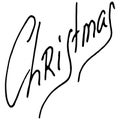 Christmas text. Christmas lettering theme. Vector illustration of handwriting, calligraphy, the word Christmas in English