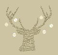 Christmas text shape reindeer, bauble composition Royalty Free Stock Photo