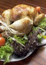 Christmas or Thanksgiving roast chicken turkey dinner - Vertical.