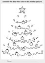 Christmas theme activity sheet - connect the dots then color in the hidden picture