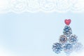 Christmas theme background with pine cones Royalty Free Stock Photo
