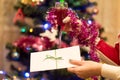 Christmas theme-a glass of Red sparkling wine in a female hand Royalty Free Stock Photo