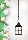 Christmas theme with old black lantern