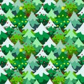 Christmas theme pine tree forest seamless pattern