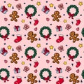 Christmas theme random repeat pattern vector illustration