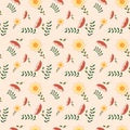 Christmas theme repeat pattern created with elements like flower and leaves, Hand drawn vector repeat pattern for textile, fabric Royalty Free Stock Photo