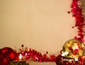 Christmas theme with Santa Claus in red and glittering accessories and candle