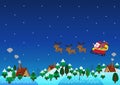 Christmas theme santa claus reindeer over hills Royalty Free Stock Photo