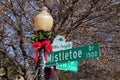 Christmas theme street sign Mistletoe BLVD