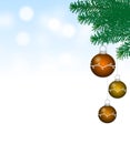 Christmas theme with three ornaments and copy space