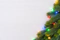 Christmas theme. Christmas tree with glowing retro garland.