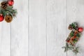Christmas theme on white wood background with space for text Royalty Free Stock Photo