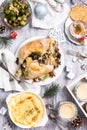 Christmas themed dinner table Royalty Free Stock Photo