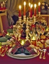 Christmas themed dinner table Royalty Free Stock Photo