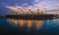 Christmas themed lights on an ocean liner