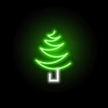 a Christmas-themed picture, a neon Christmas tree