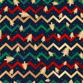 Christmas themed red, green and gold chevron pattern