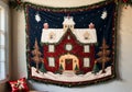 A Christmas-Themed Tapestry On A Wall, In A Historic Home Setting. Generative AI