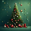 Christmas themed tree and decorations background