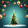 Festive Christmas themed leaves decorations illustration background