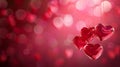A Christmas themed Valentines Day background in red, with a bokeh effect of vintage lights creating a warm and festive Royalty Free Stock Photo