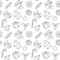 Christmas vector seamless hand-drawn pattern black transparent eps10 Royalty Free Stock Photo