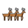 christmas three reindeer animal horned funny