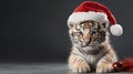 Christmas tigers in santa costume. festive holiday animal. Royalty Free Stock Photo