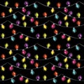 Christmas tile background with electric lamp garland. Seamless New Years party pattern.