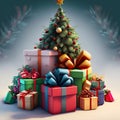 Christmas time, Christmas tree with gift box presente Royalty Free Stock Photo