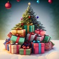 Christmas time, Christmas tree with gift box presente Royalty Free Stock Photo