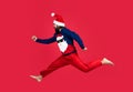 Christmas time. feel free. happy new 2021 year. merry christmas. xmas party fun. happy bearded man hipster wear red Royalty Free Stock Photo