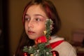 Christmas time. happy New Year. Pretty girl with a Christmas tree