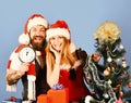 Christmas time and love. Couple in love with red presents Royalty Free Stock Photo