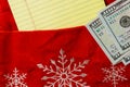 Christmas time on US dollar bills of gifts christmas red socks Royalty Free Stock Photo