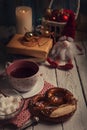 Christmas time mood evening tea party Royalty Free Stock Photo