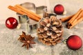 Christmas time - pinecone, gingerbread shape, Christmas balls