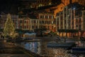 Christmas time in Portofino by night and the boat with the christmas lights