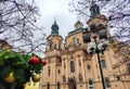 Christmas time in Prague (the St. Nicholas Church) Royalty Free Stock Photo